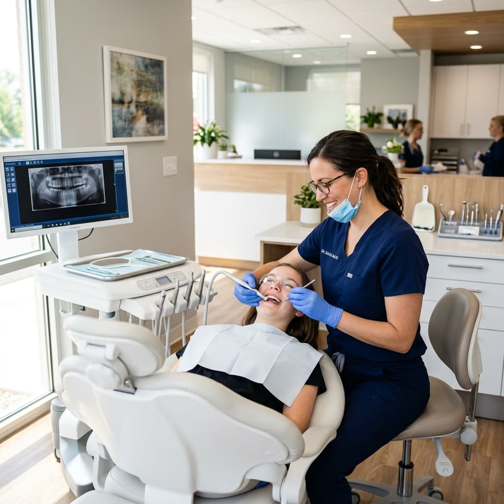 Dentist treating a patient